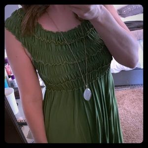 Olive green knee-length dress. Medium